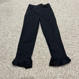 Finders Cropped Casual Pants Ruffle Hem Sz XS Black Office Career